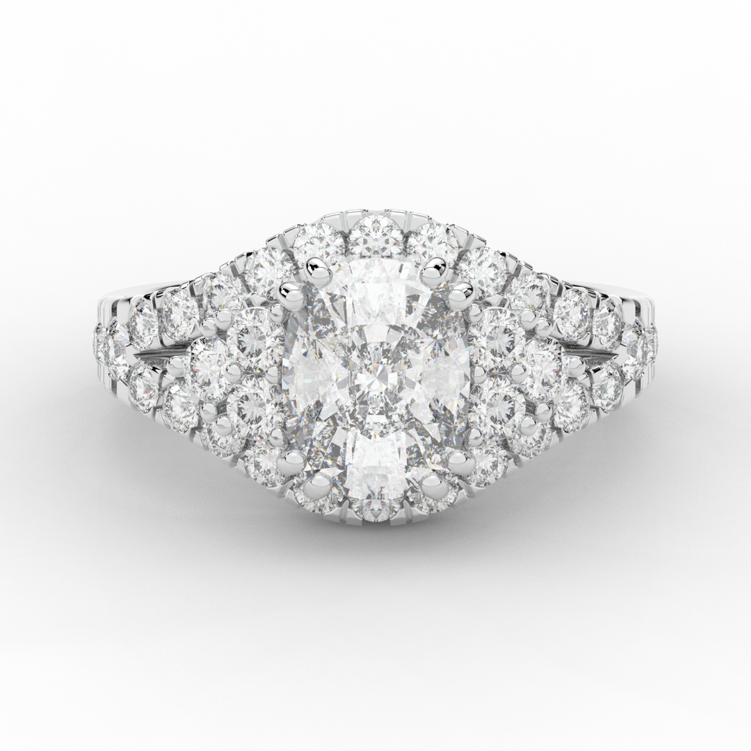 3.10CT.TW CUSHION LAB DIAMOND HALO ENGAGEMENT RING