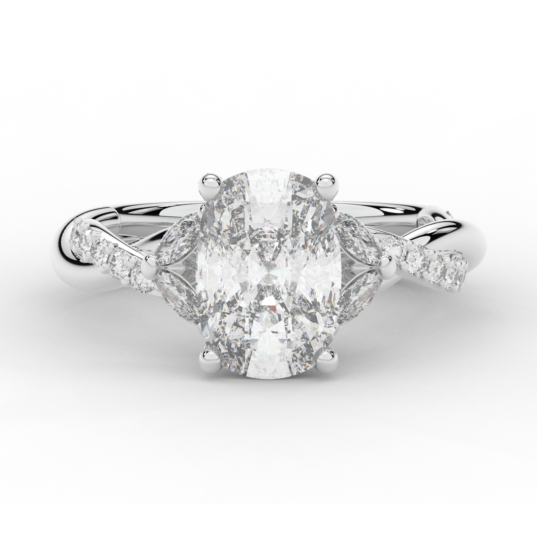 2.40CT.TW CUSHION LAB DIAMOND TWIST BAND ENGAGEMENT RING