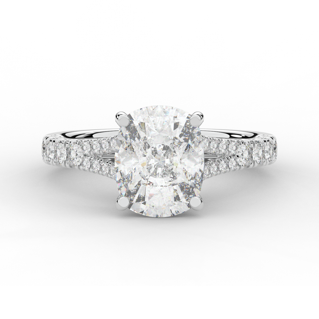 3.45CT.TW CUSHION LAB DIAMOND ENGAGEMENT RING