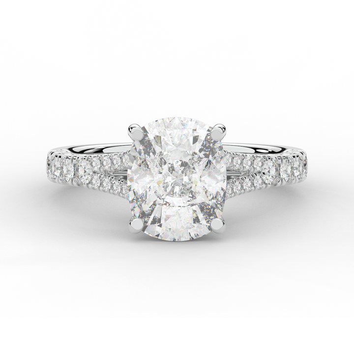 3.45CT.TW CUSHION LAB DIAMOND ENGAGEMENT RING