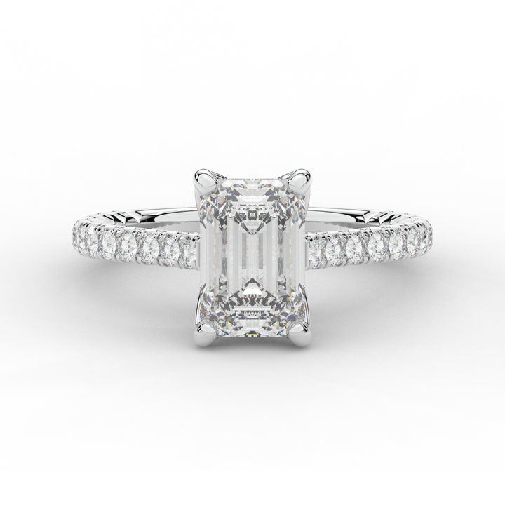 2.70CT.TW EMERALD CUT LAB DIAMOND SOLITAIRE ENGAGEMENT RING