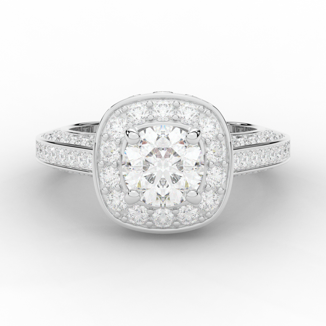 1.50CT.TW ROUND LAB DIAMOND HALO ENGAGEMENT RING