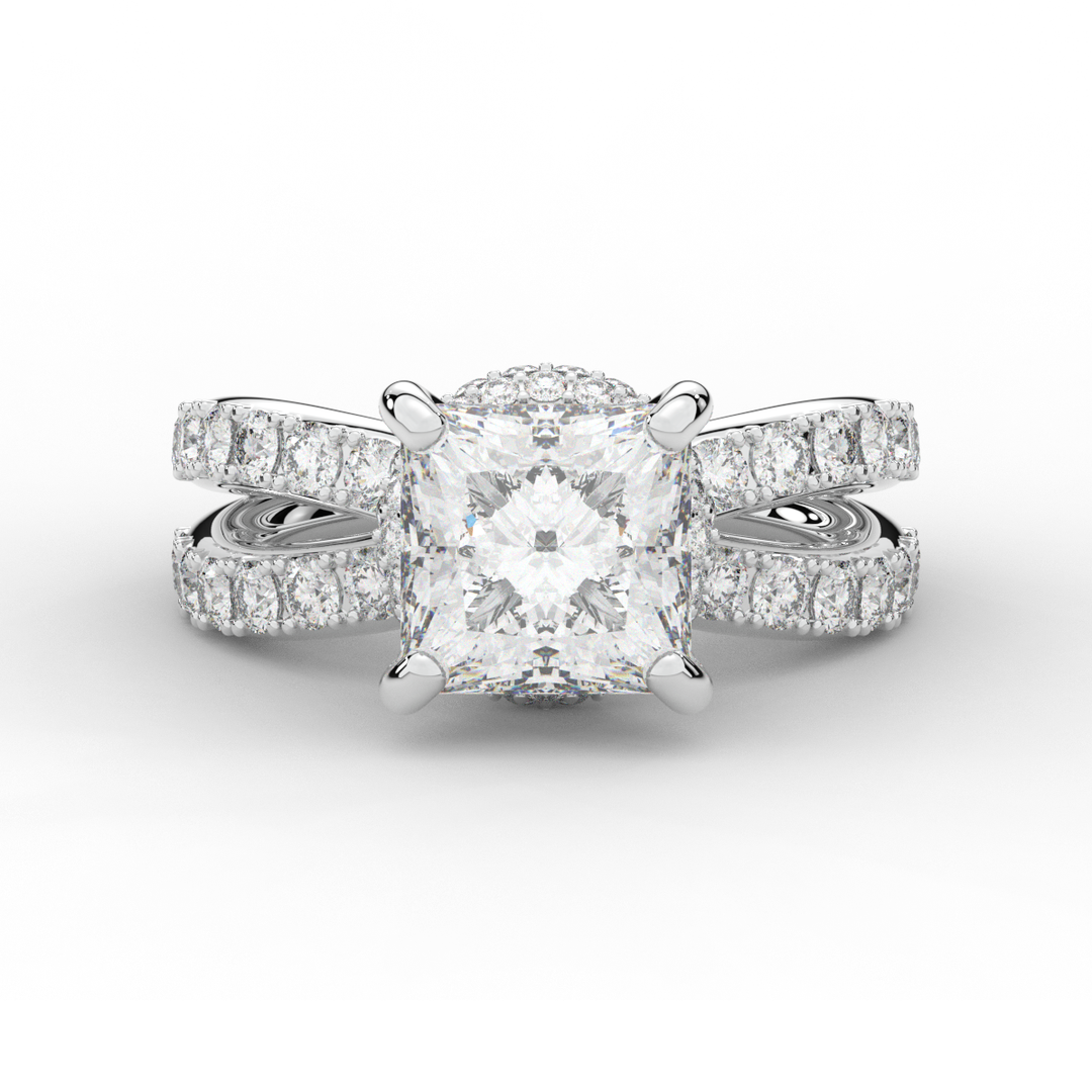 5.25CT.TW PRINCESS LAB DIAMOND ENGAGEMENT RING