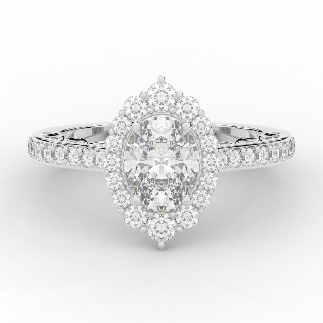 1.75CT.TW OVAL LAB DIAMOND HALO ENGAGEMENT RING