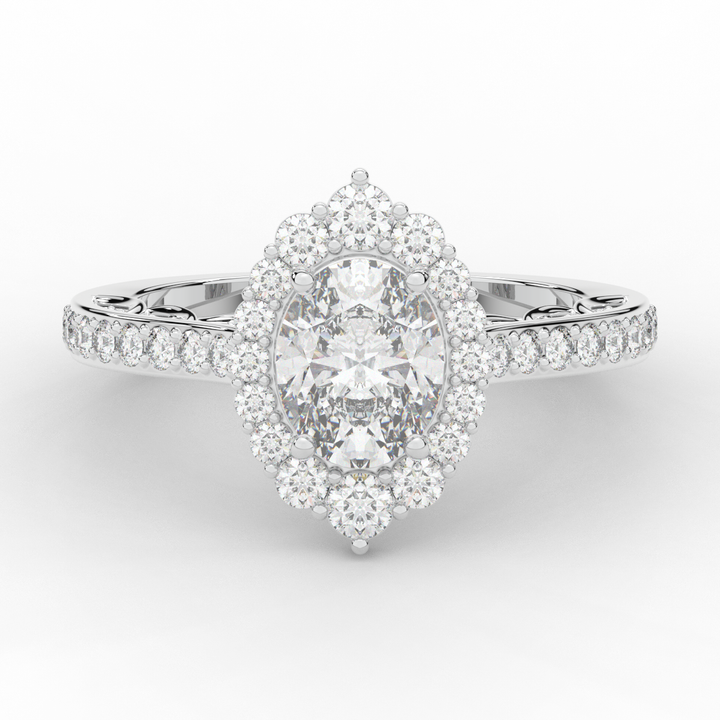 1.75CT.TW OVAL LAB DIAMOND HALO ENGAGEMENT RING