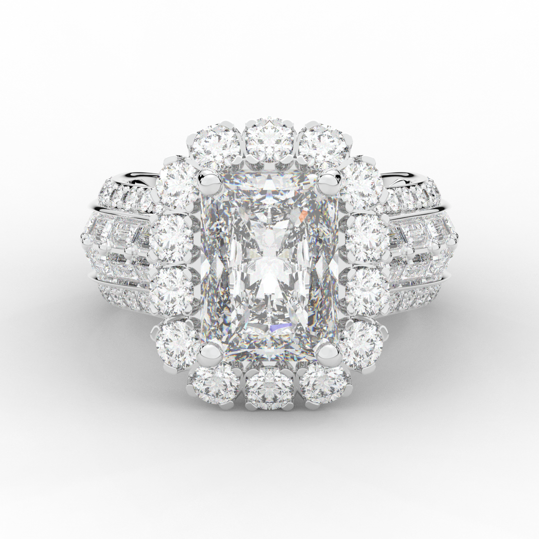 8.00CT.TW RADIANT LAB DIAMOND HALO ENGAGEMENT RING