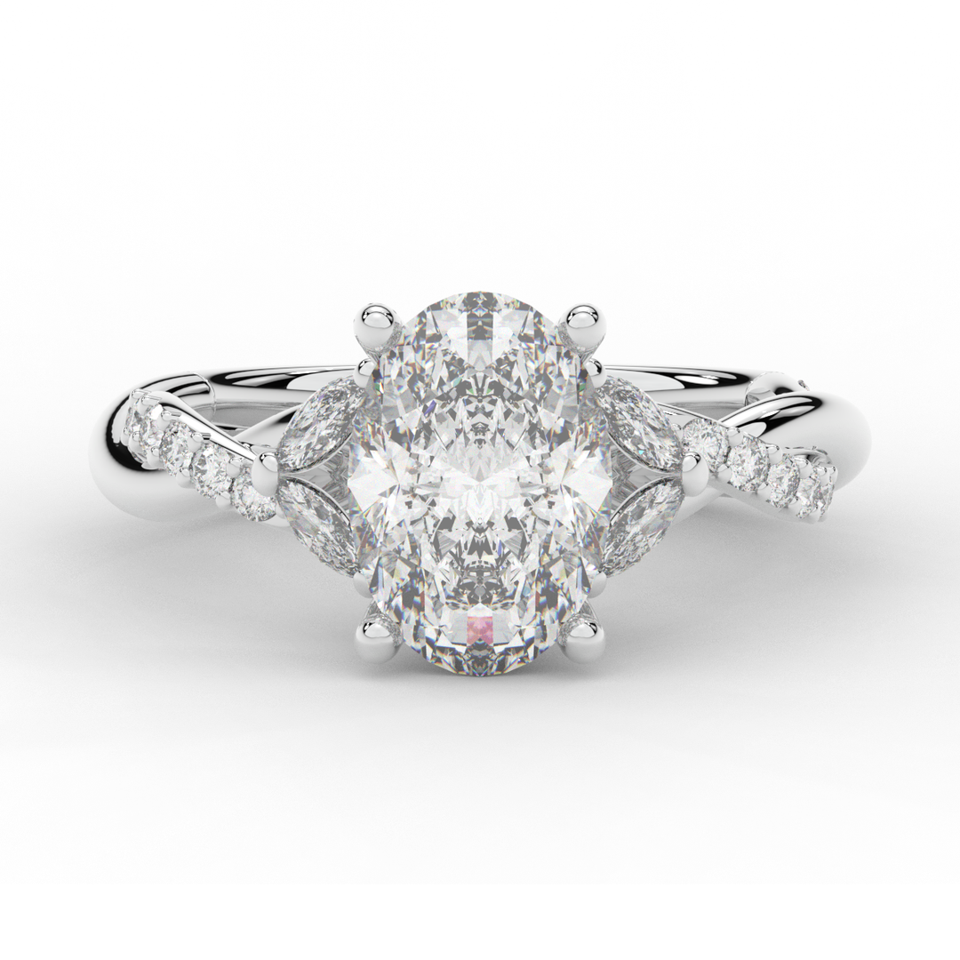 2.40CT.TW OVAL LAB DIAMOND TWIST ENGAGEMENT RING