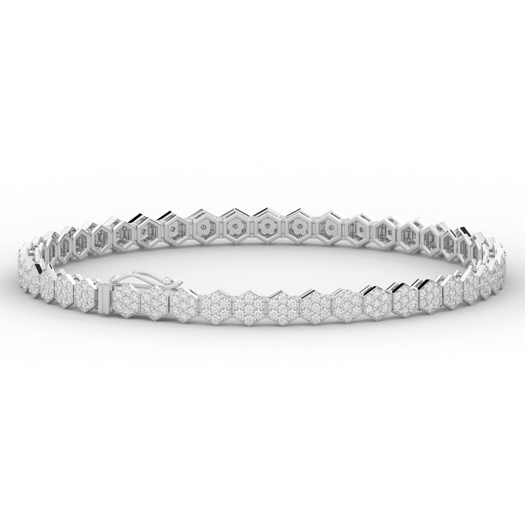 2.50CT.TW ROUND LAB DIAMOND CLUSTER TENNIS BRACELET - Nazarelle