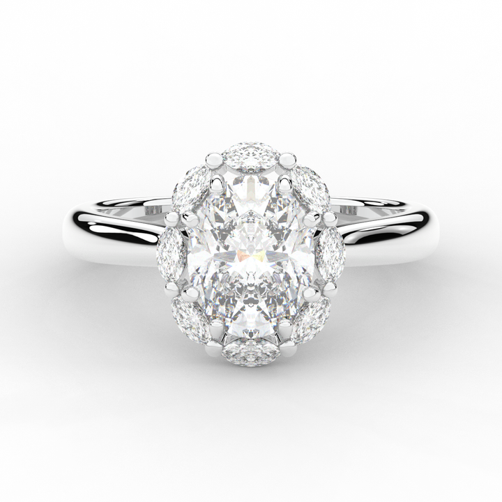 1.90CT.TW OVAL LAB DIAMOND HALO ENGAGEMENT RING