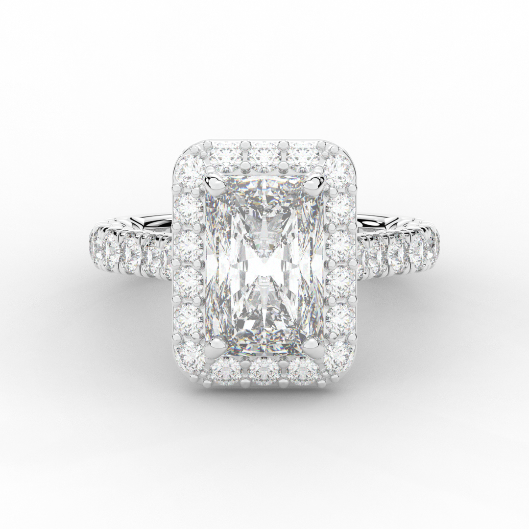 4.50CT.TW RADIANT LAB DIAMOND HALO ENGAGEMENT RING