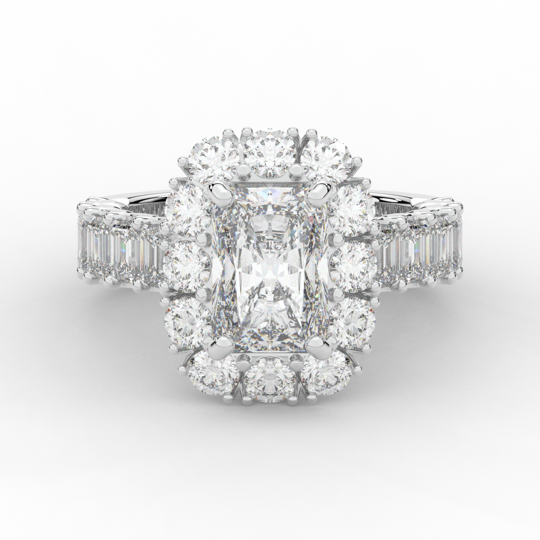 6.00CT.TW RADIANT LAB DIAMOND HALO ENGAGEMENT RING