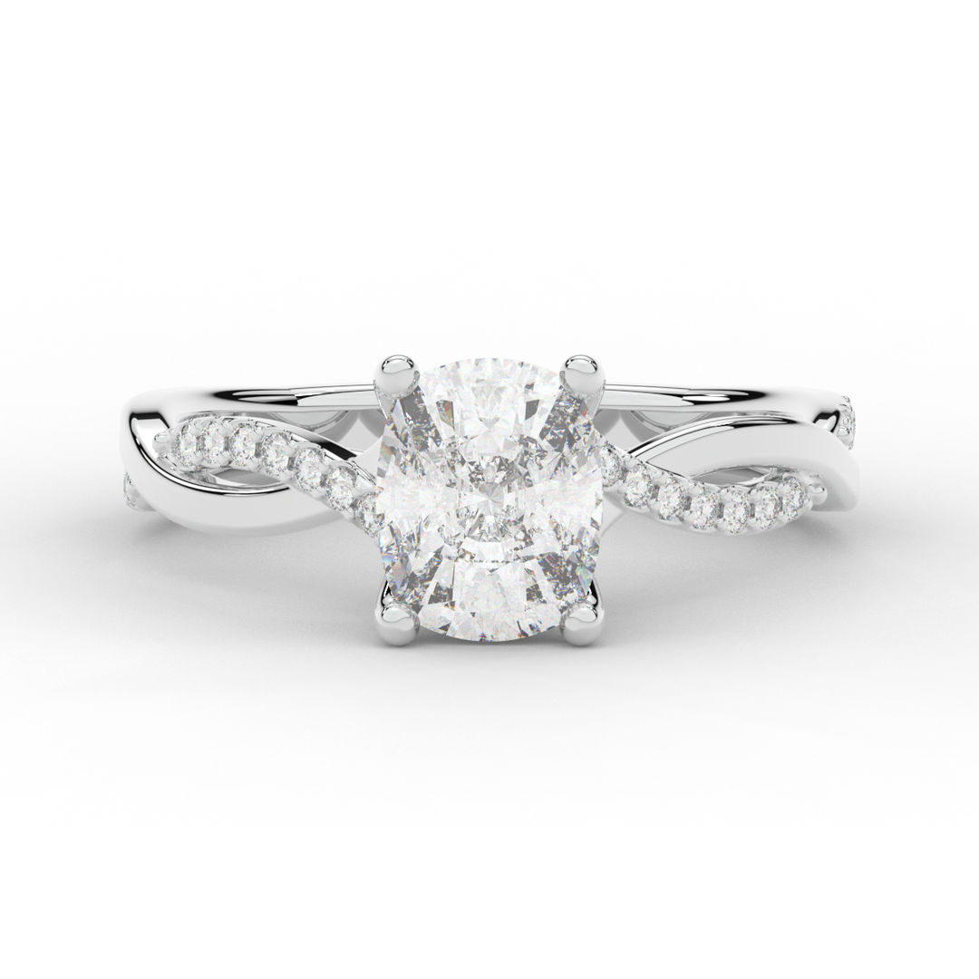 1.70CT.TW CUSHION LAB DIAMOND TWIST BAND ENGAGEMENT RING