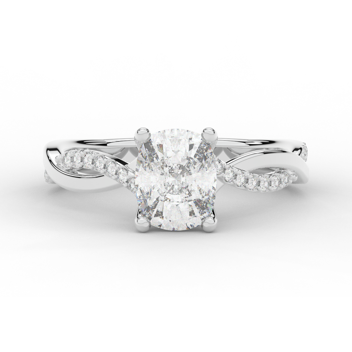 1.70CT.TW CUSHION LAB DIAMOND TWIST BAND ENGAGEMENT RING