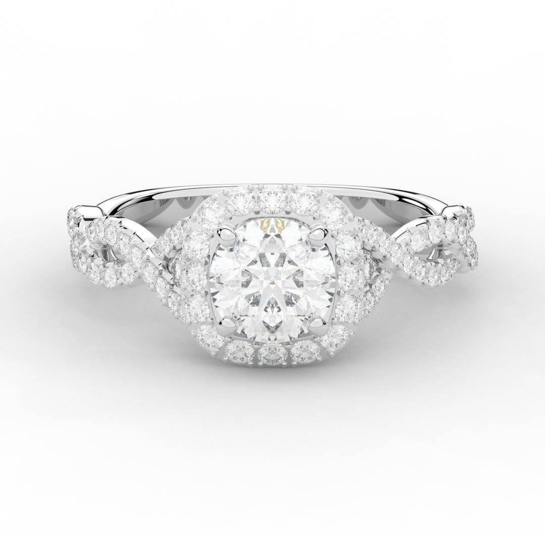 1.60CT.TW ROUND LAB DIAMOND HALO TWIST ENGAGEMENT RING