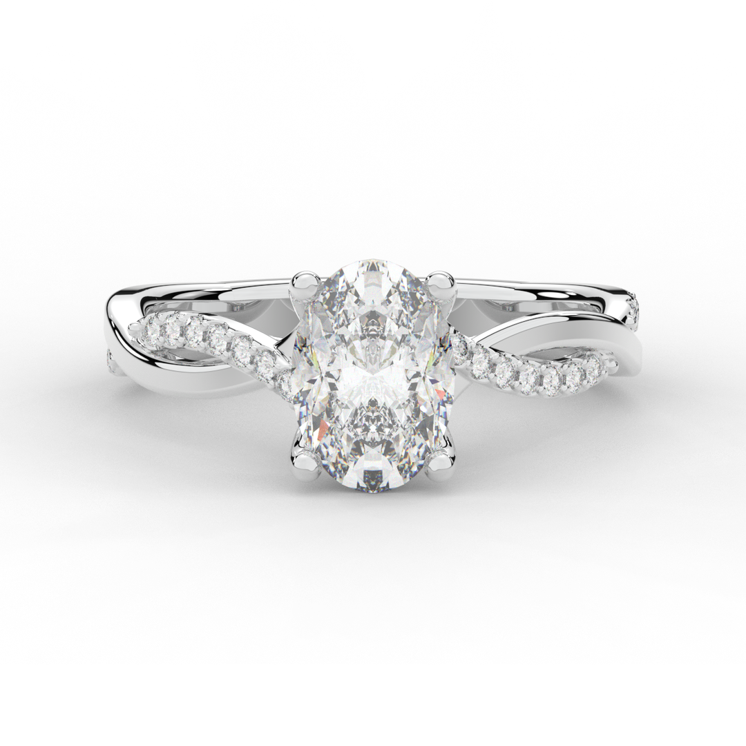 1.70CT.TW OVAL LAB DIAMOND TWIST BAND ENGAGEMENT RING