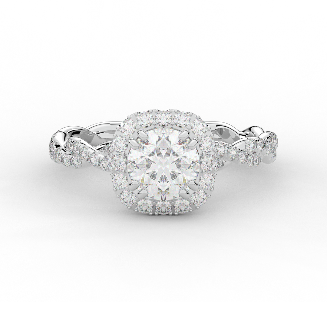 1.55CT.TW ROUND LAB DIAMOND HALO TWIST ENGAGEMENT RING