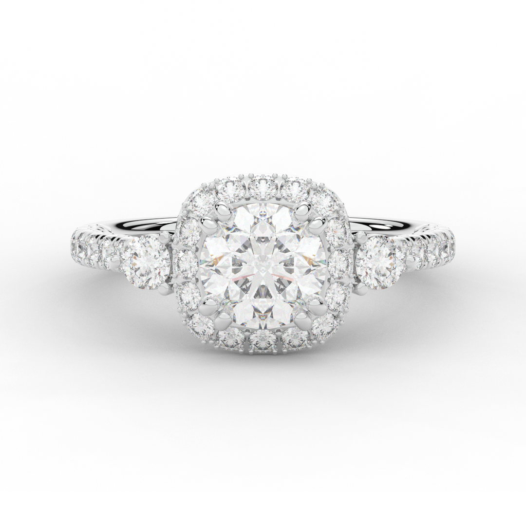 1.75CT.TW ROUND LAB DIAMOND HALO ENGAGEMENT RING