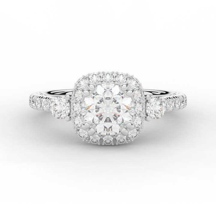 1.75CT.TW ROUND LAB DIAMOND HALO ENGAGEMENT RING