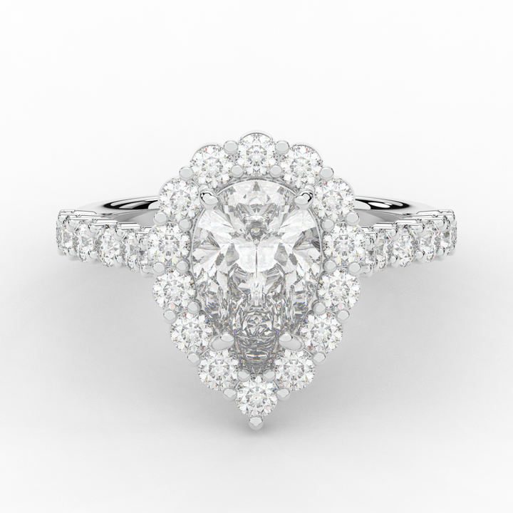 3.10CT.TW PEAR LAB DIAMOND HALO ENGAGEMENT RING