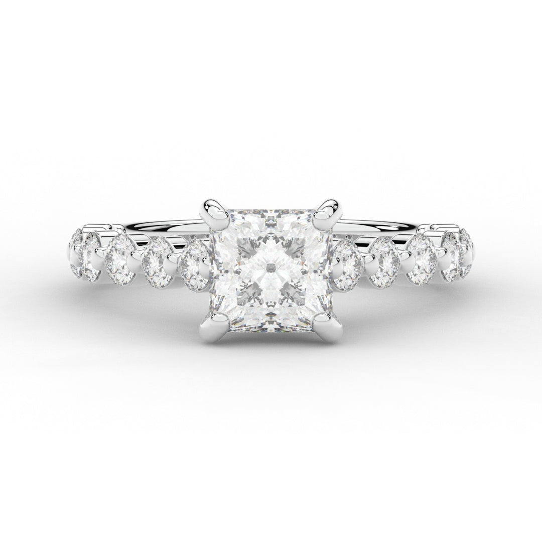 3.90CT.TW PRINCESS LAB DIAMOND ENGAGEMENT RING