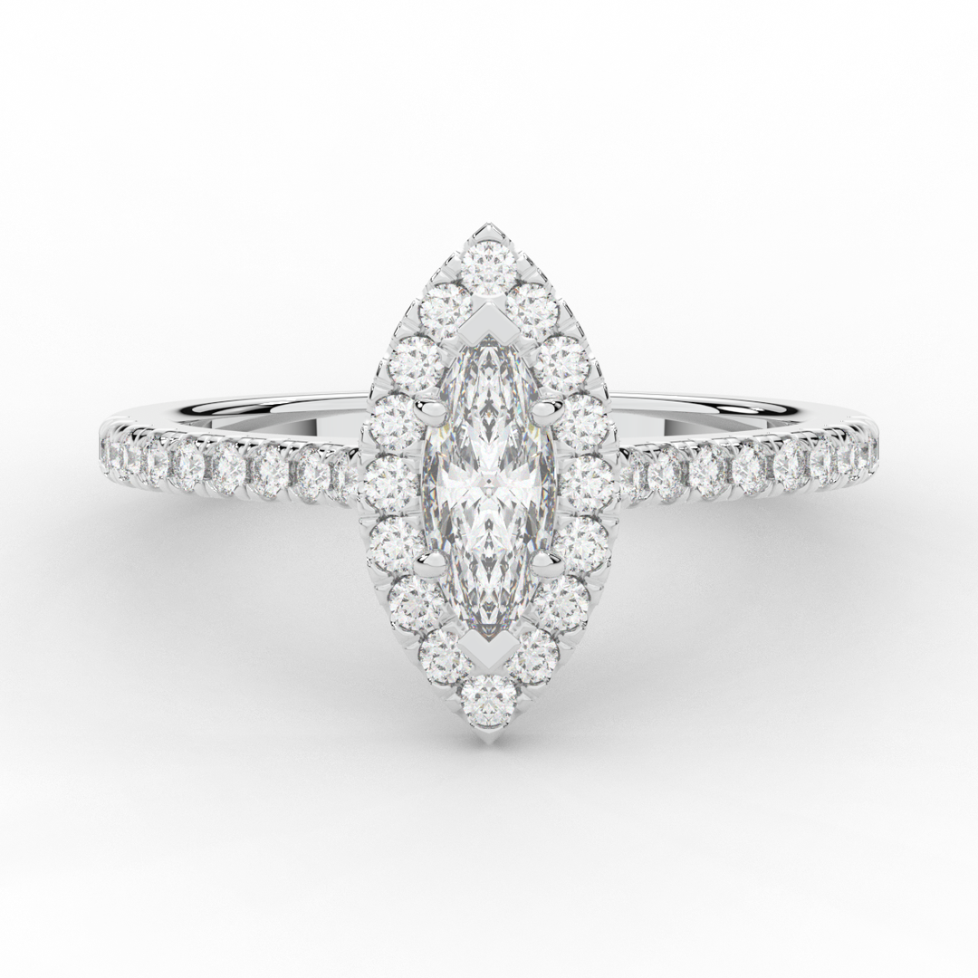 0.80CT.TW MARQUISE LAB DIAMOND HALO ENGAGEMENT RING