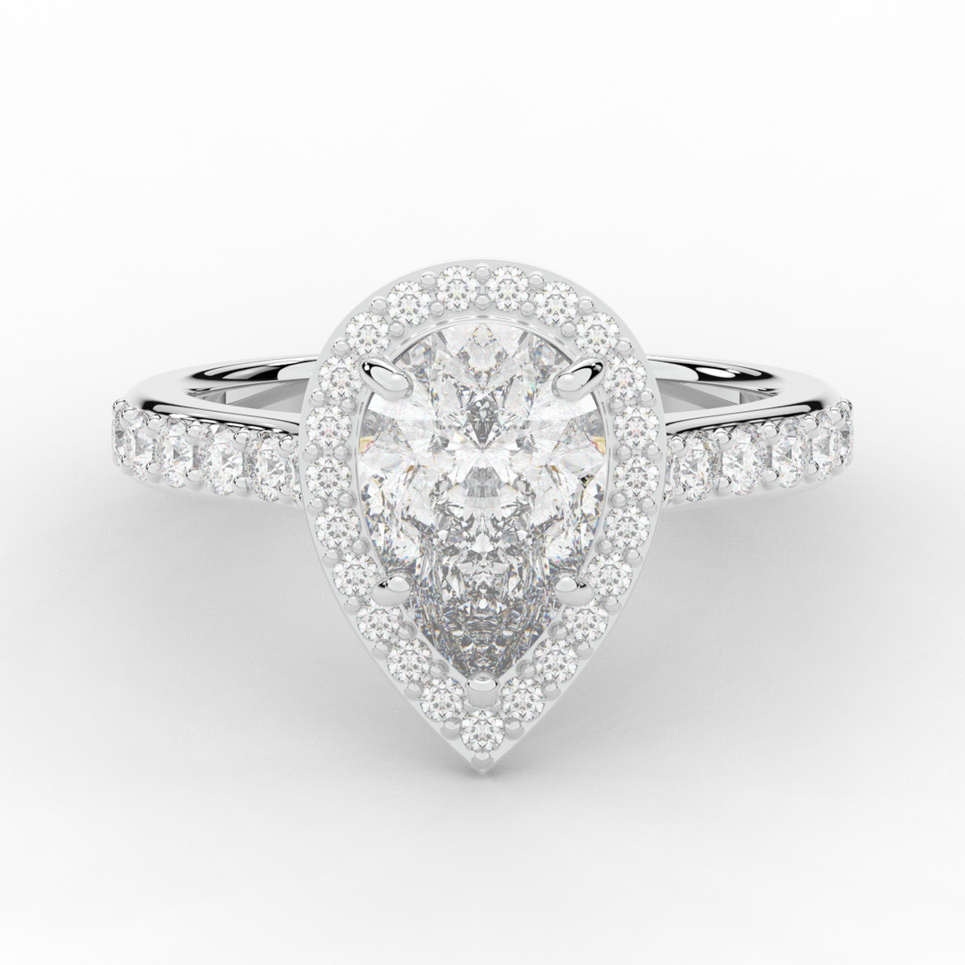 2.50CT.TW PEAR LAB DIAMOND HALO ENGAGEMENT RING