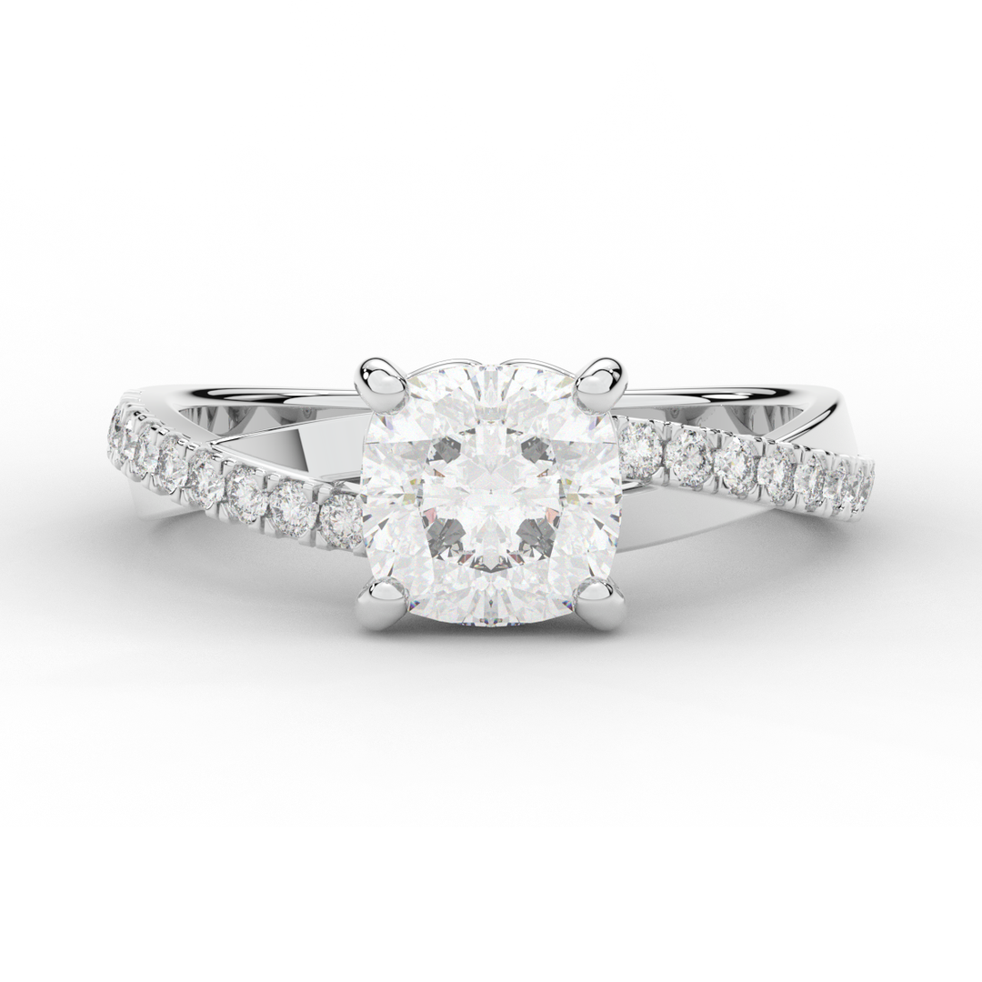 2.20CT.TW CUSHION LAB DIAMOND TWISTBAND ENGAGEMENT RING