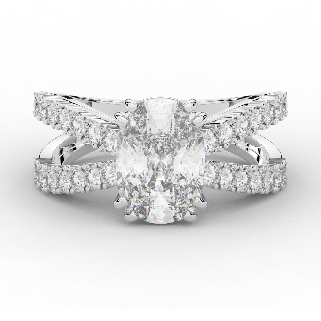 3.75CT.TW CUSHION LAB DIAMOND SPLIT BAND ENGAGEMENT RING