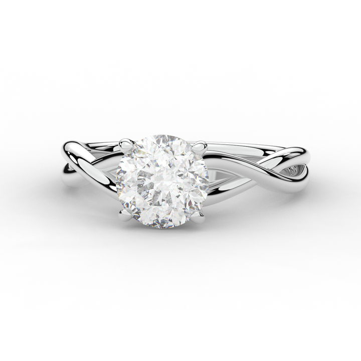 1.50CT ROUND LAB DIAMOND SOLITAIRE TWIST BAND ENGAGEMENT RING - Nazarelle