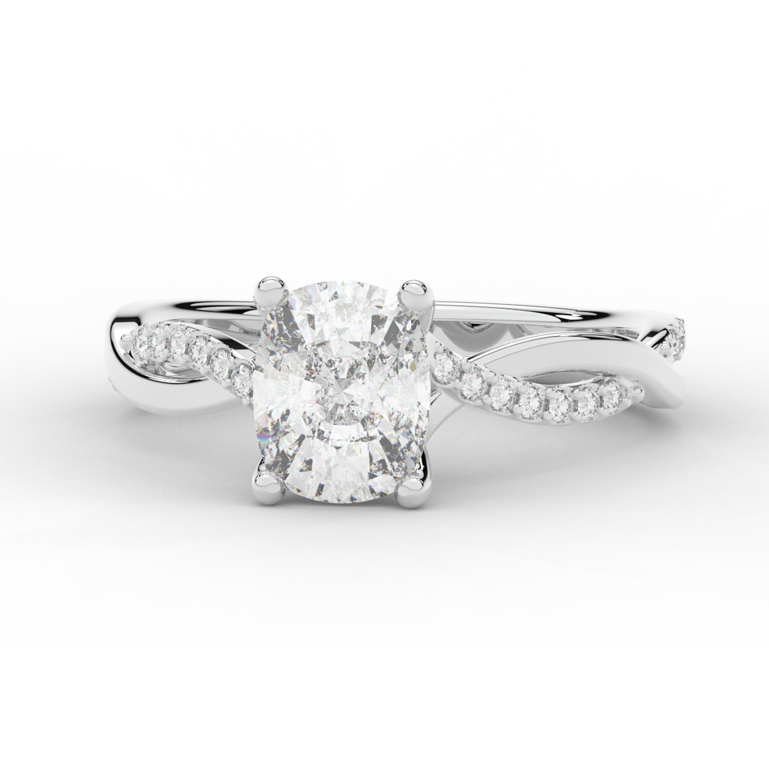 1.70CT.TW CUSHION LAB DIAMOND TWIST BAND ENGAGEMENT RING