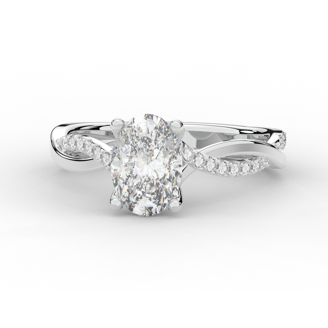 1.70CT.TW OVAL LAB DIAMOND TWIST BAND ENGAGEMENT RING