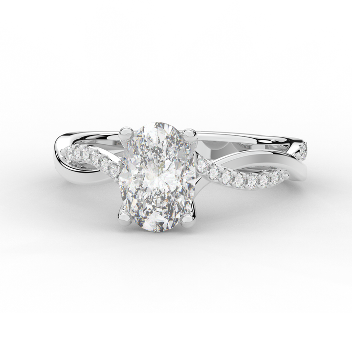 1.70CT.TW OVAL LAB DIAMOND TWIST BAND ENGAGEMENT RING