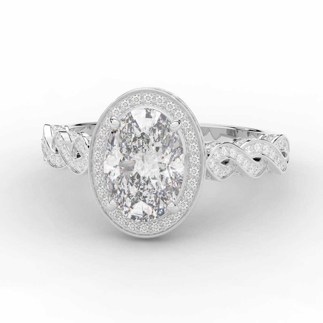 3.10CT.TW OVAL LAB DIAMOND HALO ENGAGEMENT RING