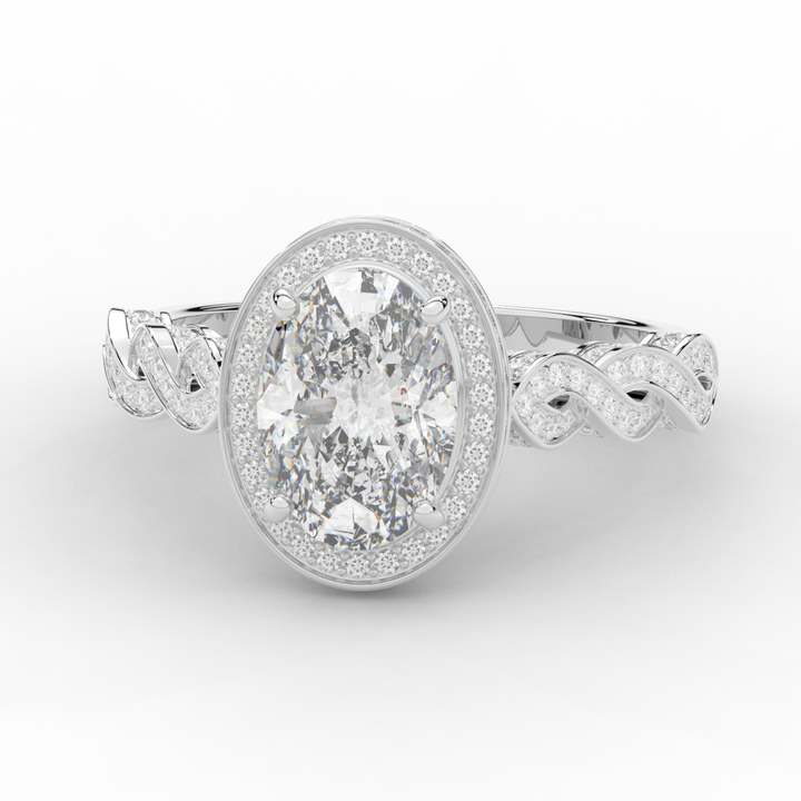 3.10CT.TW OVAL LAB DIAMOND HALO ENGAGEMENT RING