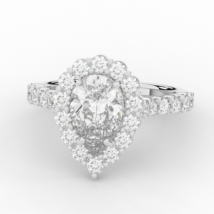 3.10CT.TW PEAR LAB DIAMOND HALO ENGAGEMENT RING