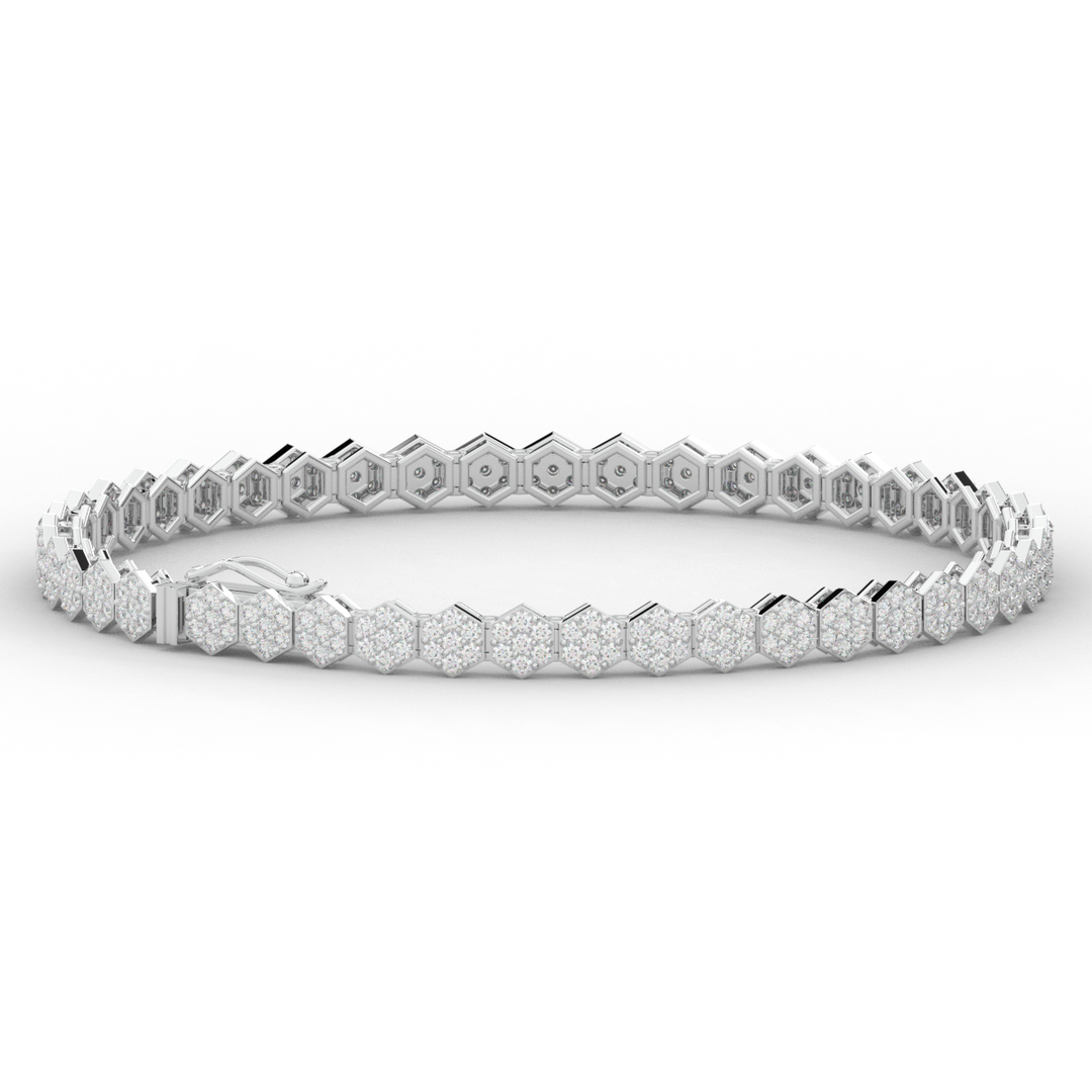 2.50CT.TW ROUND LAB DIAMOND CLUSTER TENNIS BRACELET - Nazarelle