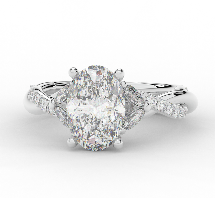 2.40CT.TW OVAL LAB DIAMOND TWIST ENGAGEMENT RING