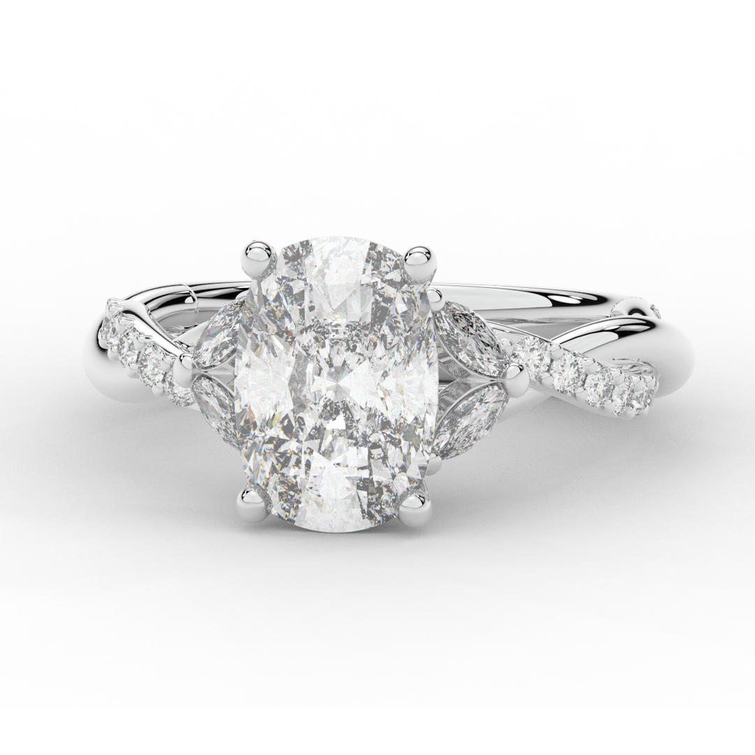 2.40CT.TW CUSHION LAB DIAMOND TWIST BAND ENGAGEMENT RING