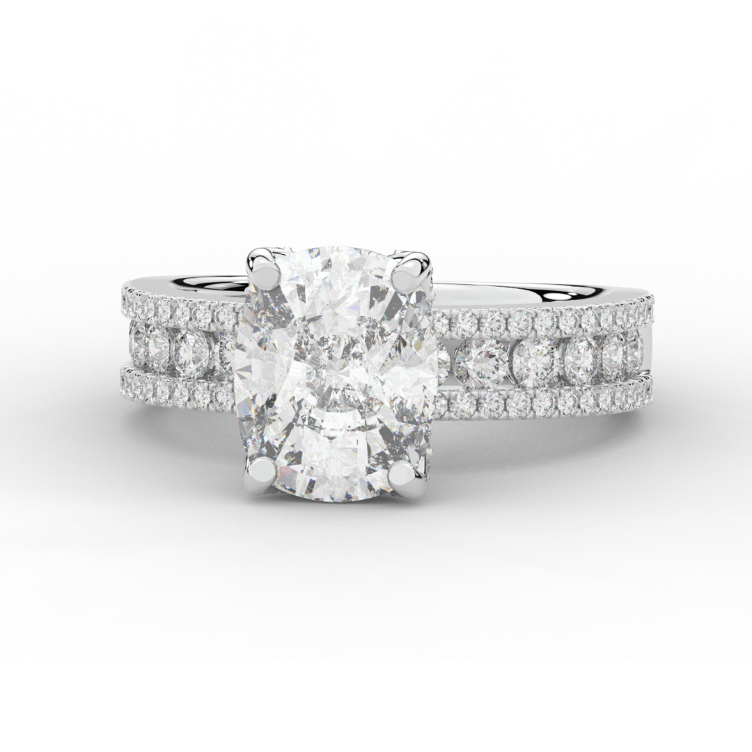 3.95CT.TW CUSHION LAB DIAMOND SOLITAIRE ENGAGEMENT RING