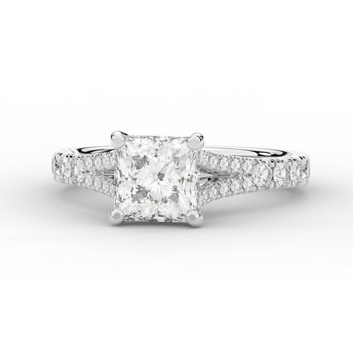 2.45CT.TW PRINCESS LAB DIAMOND ENGAGEMENT RING