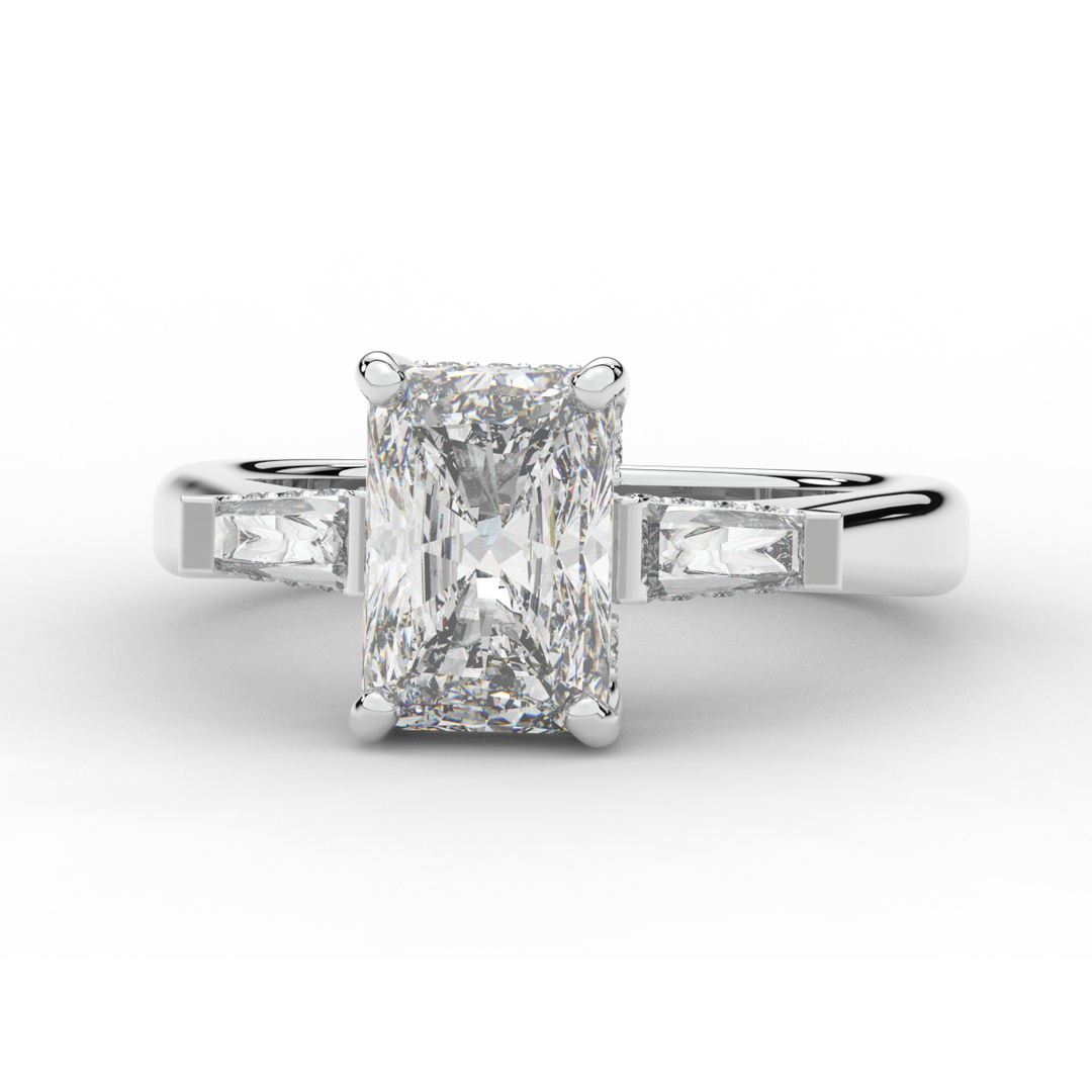 3.45CT.TW RADIANT LAB DIAMOND 3 STONE ENGAGEMENT RING