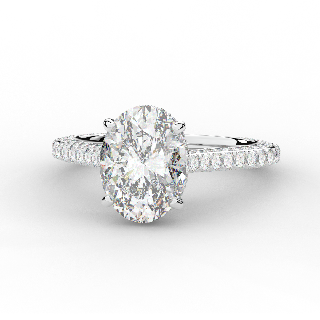 4.00CT.TW OVAL LAB DIAMOND UNDERHALO SOLITAIRE ENGAGEMENT RING