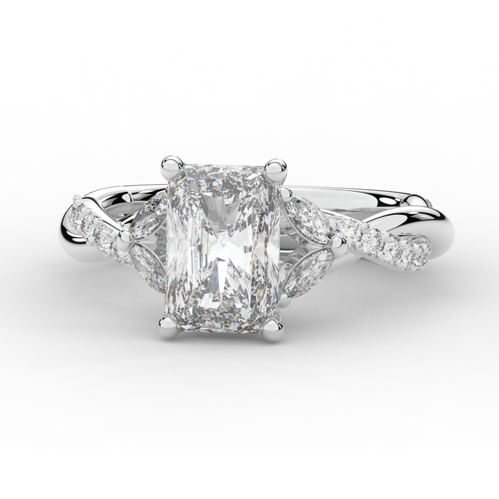 2.40CT.TW RADIANT LAB DIAMOND TWIST BAND ENGAGEMENT RING