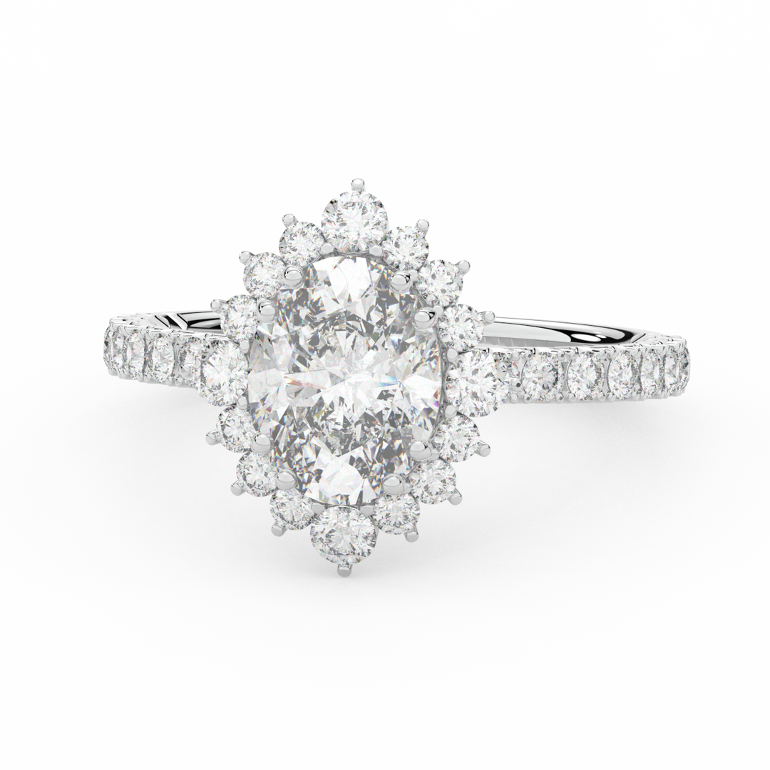 2.80CT.TW OVAL LAB DIAMOND HALO ENGAGEMENT RING