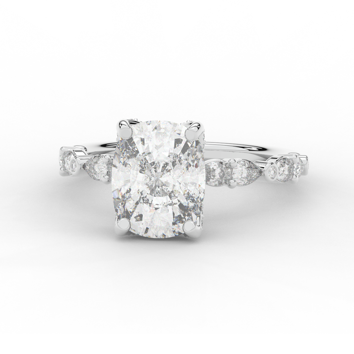 3.60CT.TW CUSHION LAB DIAMOND SOLITAIRE ENGAGEMENT RING