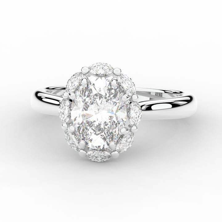 1.90CT.TW OVAL LAB DIAMOND HALO ENGAGEMENT RING