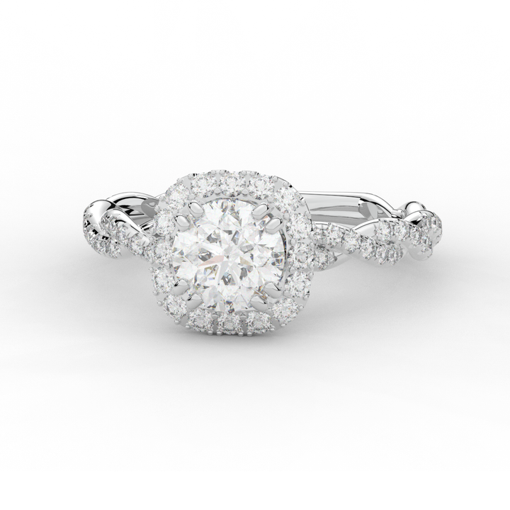 1.55CT.TW ROUND LAB DIAMOND HALO TWIST ENGAGEMENT RING