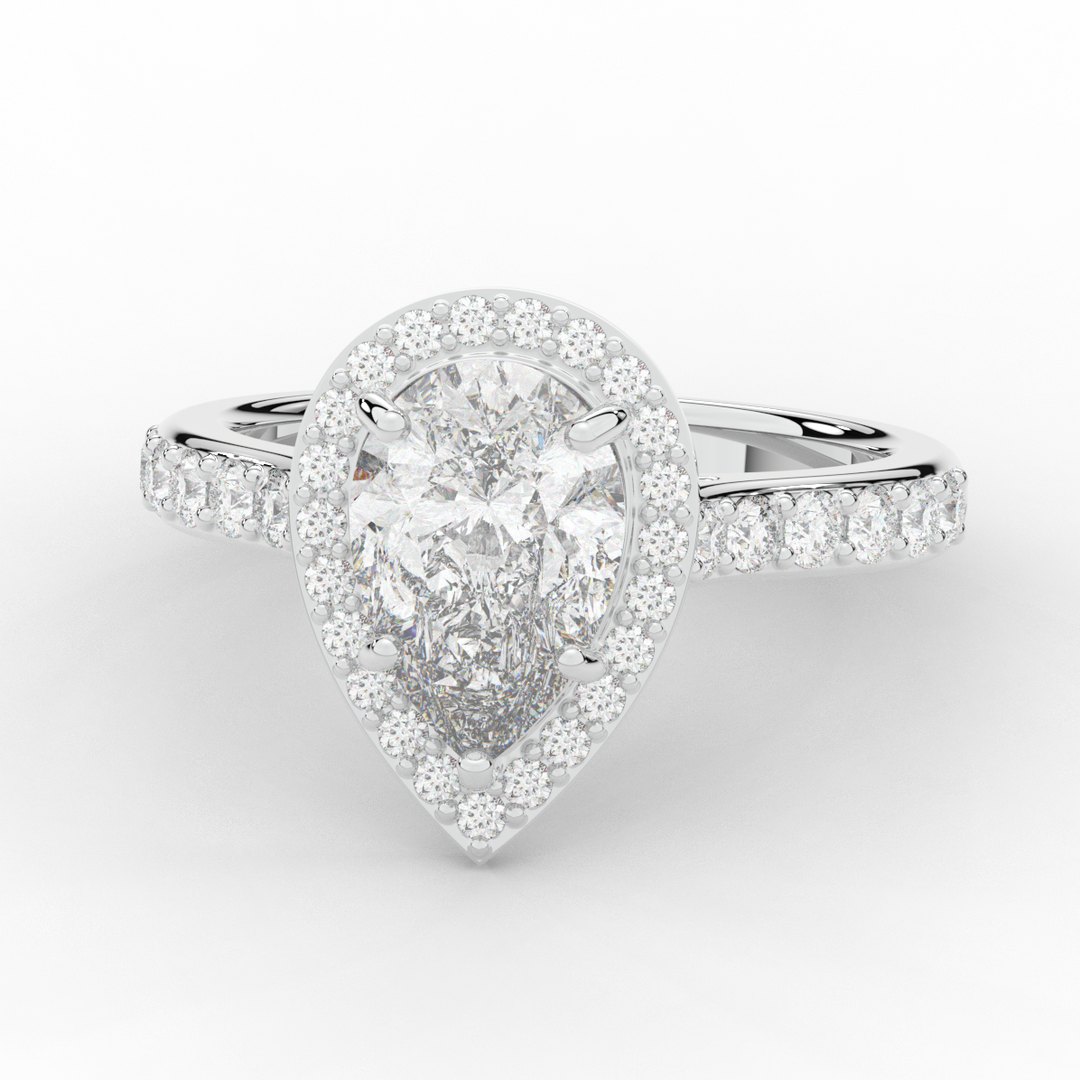 2.50CT.TW PEAR LAB DIAMOND HALO ENGAGEMENT RING