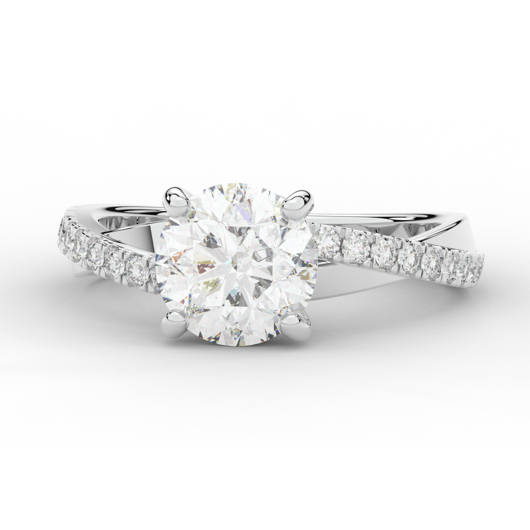 2.20CT.TW ROUND LAB DIAMOND TWISTBAND ENGAGEMENT RING