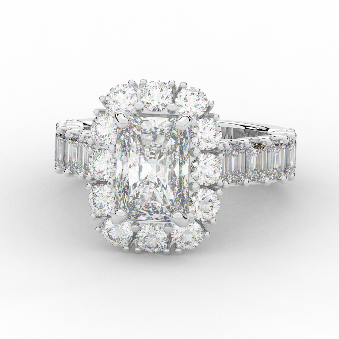 6.00CT.TW RADIANT LAB DIAMOND HALO ENGAGEMENT RING